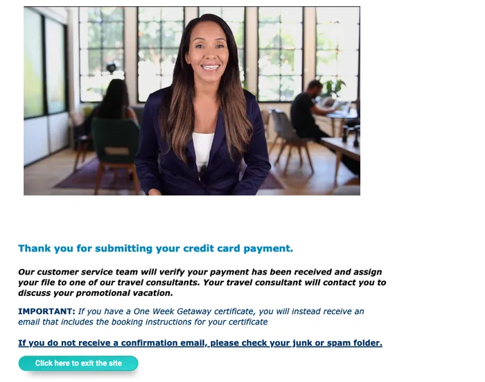 Payment confirmation screen for the $50 refundable Odenza deposit
