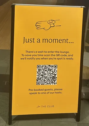 Página de la lista de espera de The Club SEA accedida remotamente antes de llegar al aeropuerto