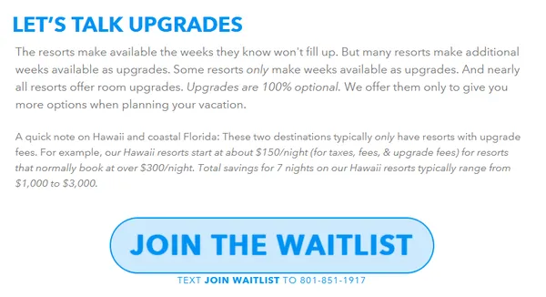 Orb.co's disclaimer about limited free availability at Hawaii resorts