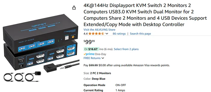 Switch KVM tradicional con soporte para monitores duales