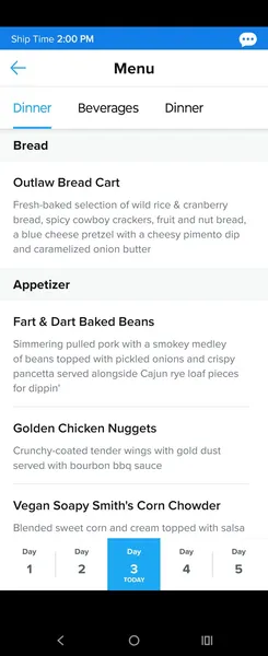 Royal Railway: Utopia Station dining menu