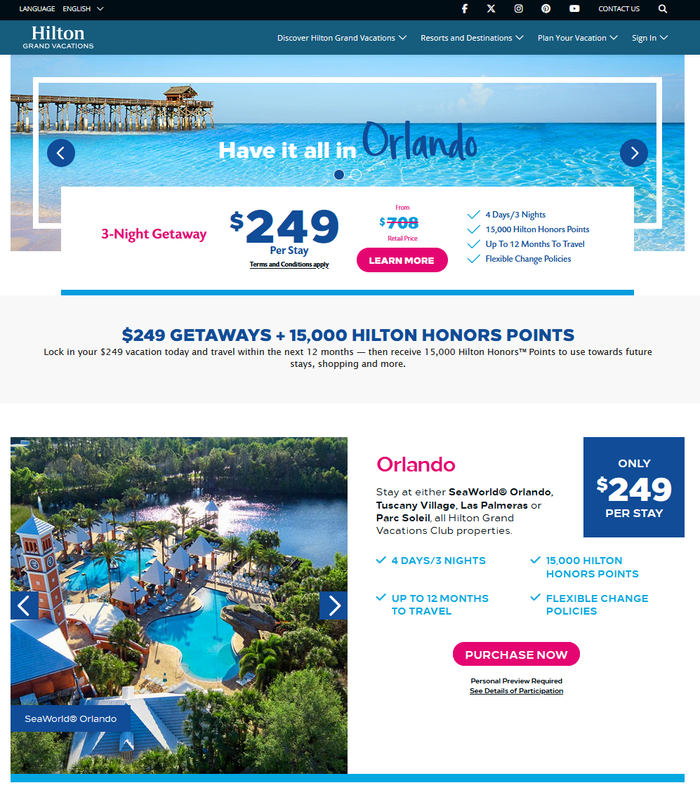 Hilton Grand Vacations Club timeshare presentation offer details