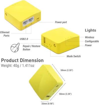 Router de viaje GL.iNet GL-MT300N-V2 ("Mango")