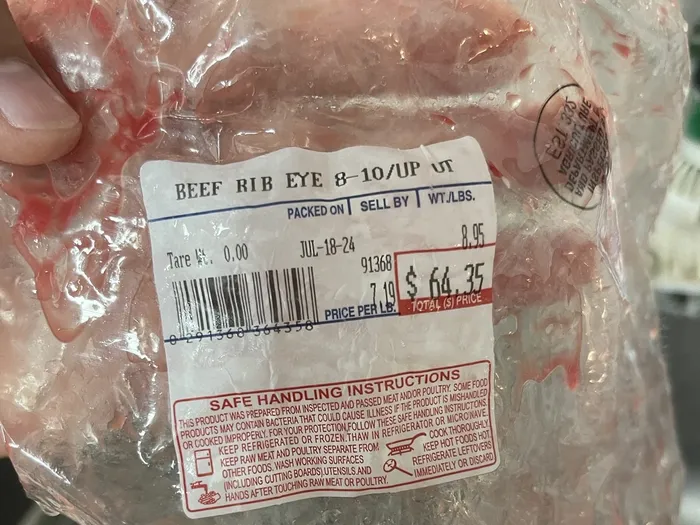 Sliced Utility grade ribeye prepared for use in other recipes