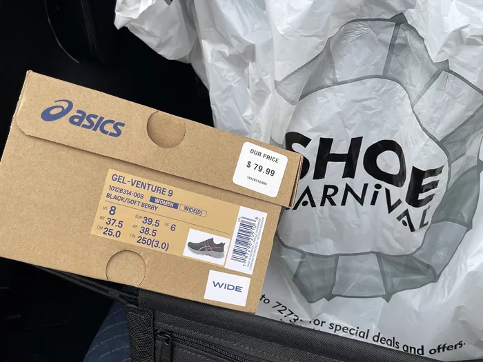 Sneakers purchased at Shoe Carnival with a price-matched discount
