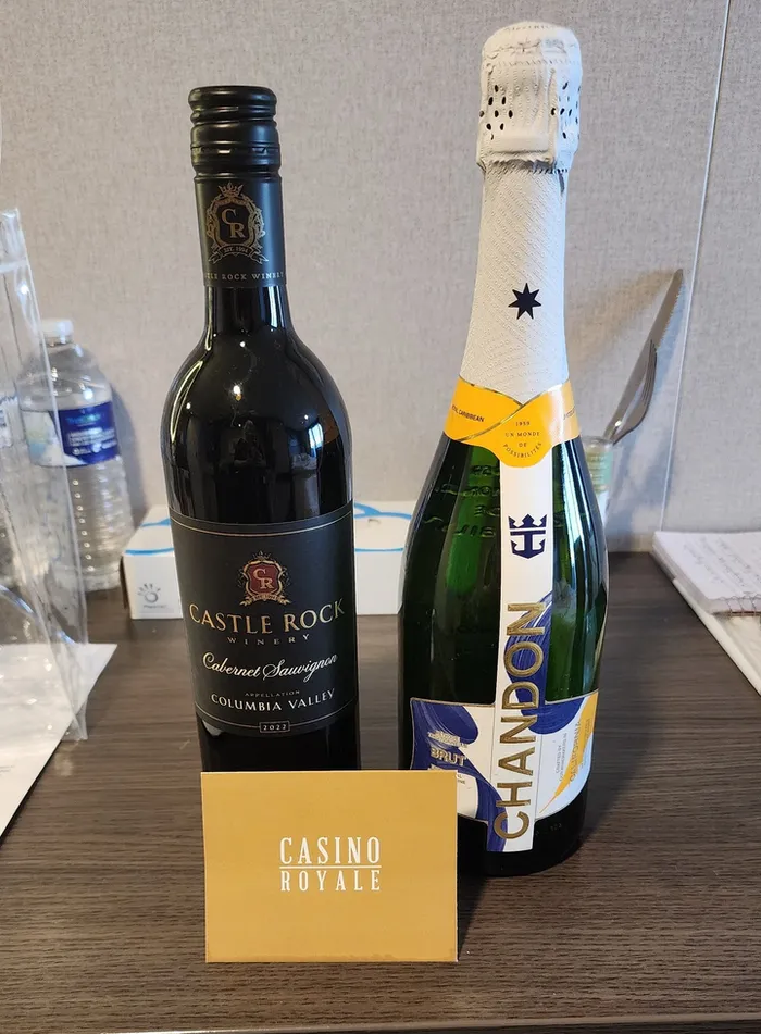 Bottom-shelf wine bottle awarded as a Casino Royale player reward
